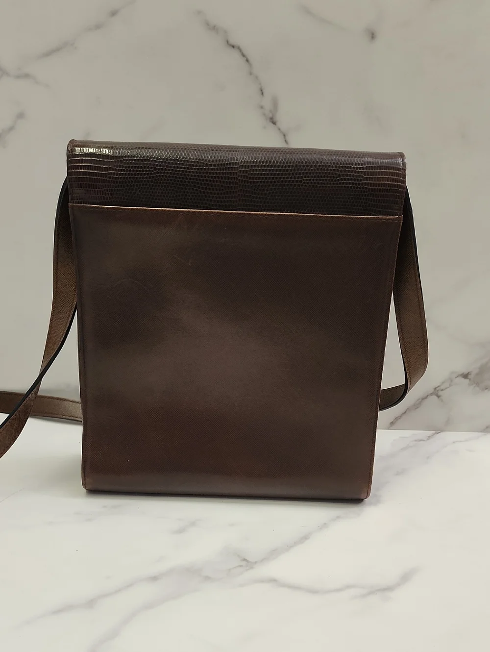 Authentic Vintage Brown Leather YSL 2-Way Bag With Digital COA